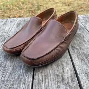 GH Bass Hank Mens Brown Leather Driving Loafers Shoes Size 11 M Slip On Moc Toe